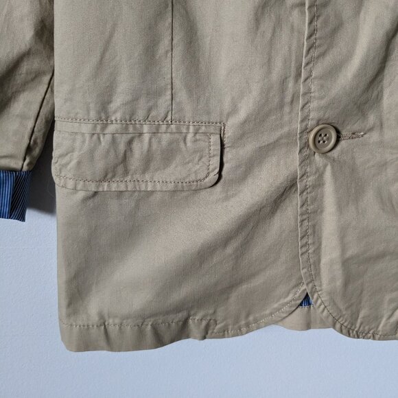 H&M - Khaki Blazer w/ Blue & White Striped Lining - Size 7 - 8 - Picture 4 of 6